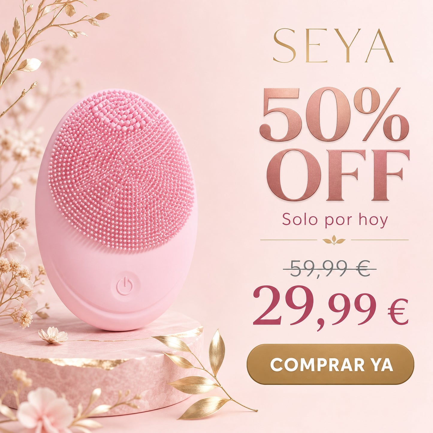 Limpiador Facial de Silicona SEYA — Cepillo Eléctrico Sónico Recargable para Rostro | Skincare Premium Coreano